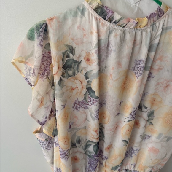 Joie Pastel Floral Dress with Ruffle Sleeves - Picture 6 of 7